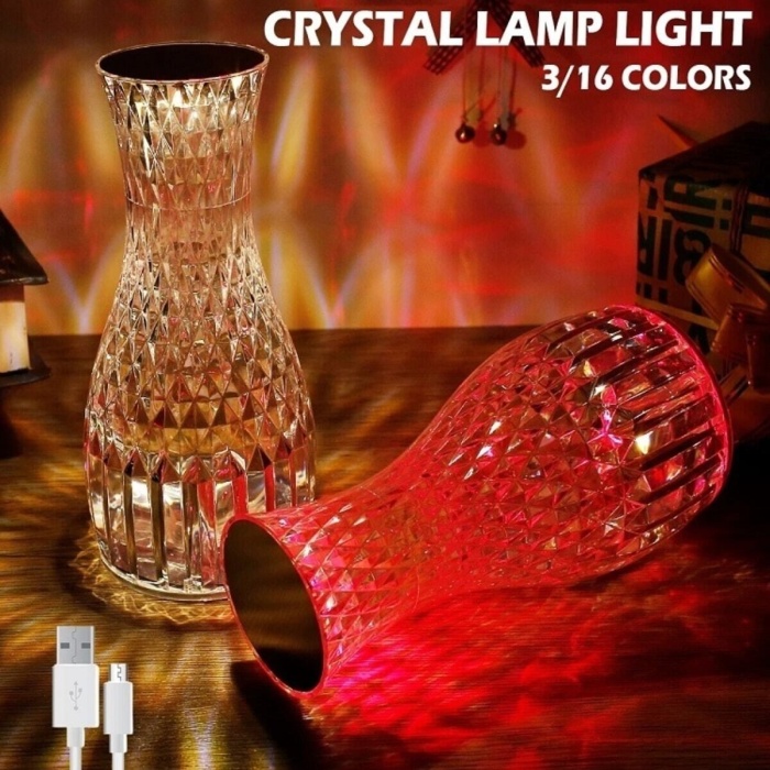 ® Yeni Ürün Kristal Masa Lambası Rgb Renk Değiştiren Gece Lambası 16 Renk Ve 4 Mod Dokunmatik Kontrol